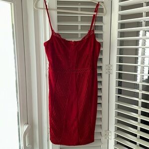PLT Red lace, mini dress velvet detail NWT